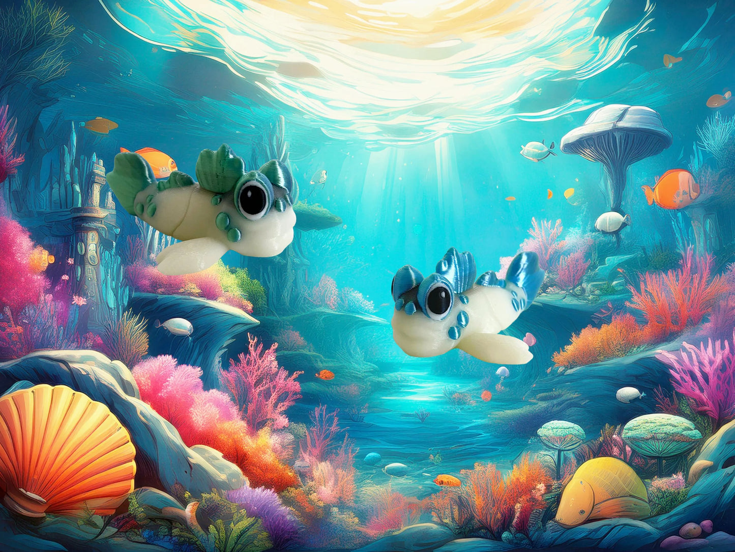 Wobblies Wasserfreunde – Bewegliche Tiere & Fantasiefiguren | Articulated 3D-Sammelfiguren