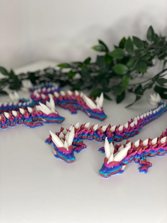 Flexi-Drache 35 cm – Crystal Regenbogen 02 – Glow Blue – #DRG02