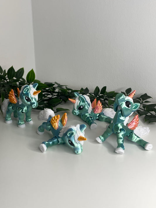 Magisches Einhorn – Silk Blau-Grün – Farbverlauf 20 cm – 3D-Druck Figur – #UNI04