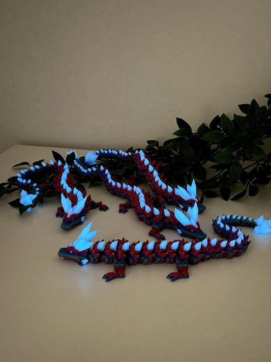 Flexi-Drache 35 cm – Crystal Regenbogen 02 – Glow Blue – #DRG02
